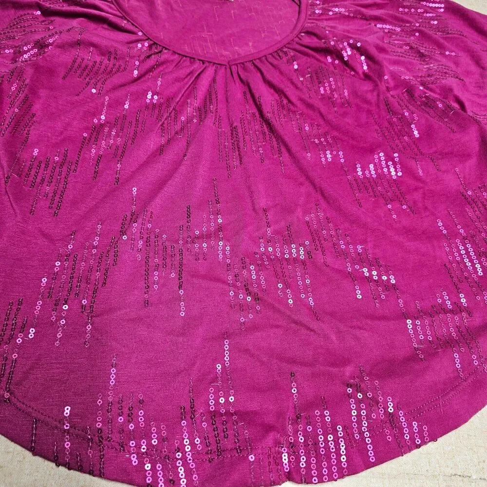 Sequined Womens Circle Poncho Top Size Med Pink Glam Swiftie Flowy Summer - Picture 3 of 8